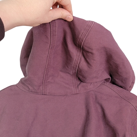 Carhartt Plum Purple Heavy Canvas Workwear Hooded Coat Work Jacket XL 16-18 - Picture 4 of 12